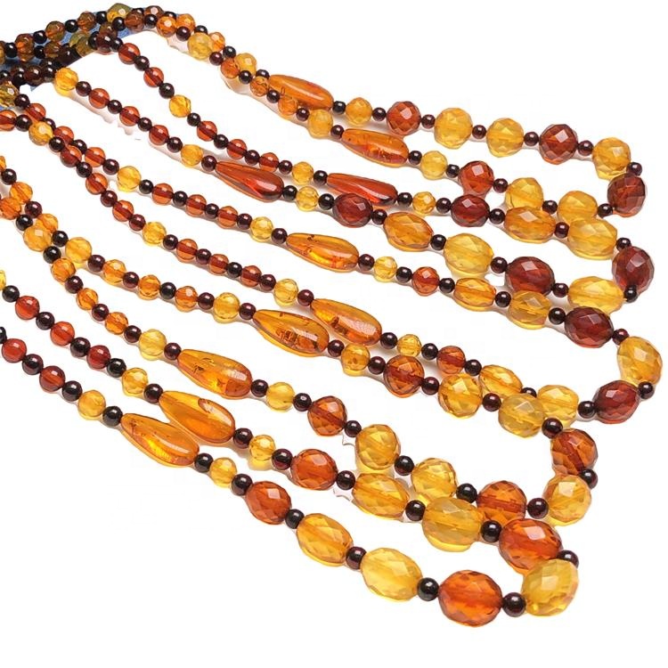 Siste populære smykker Natural Amber Beaded Halskjede 34