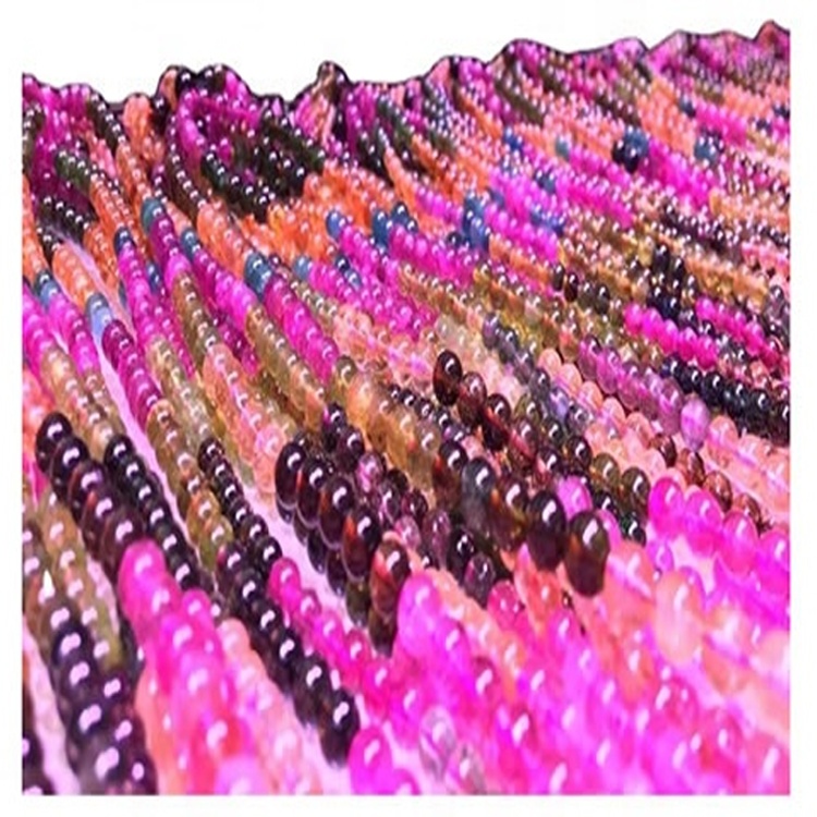 Natuerlike Tourmaline Rubellite rûne kralen ketting sieraden 34