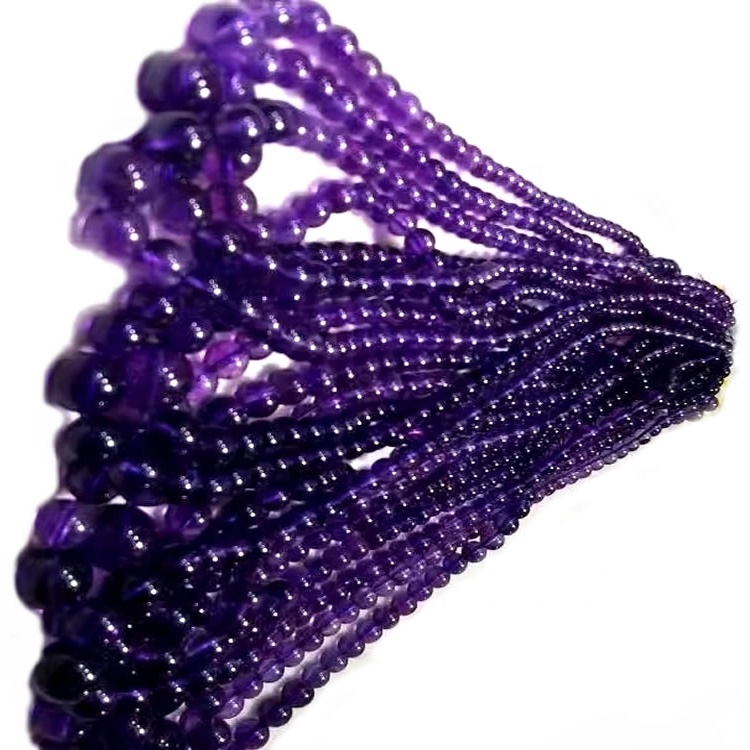 10.1mm Real Amethyst Halsband Singelsträng Ametyst Beaded 33