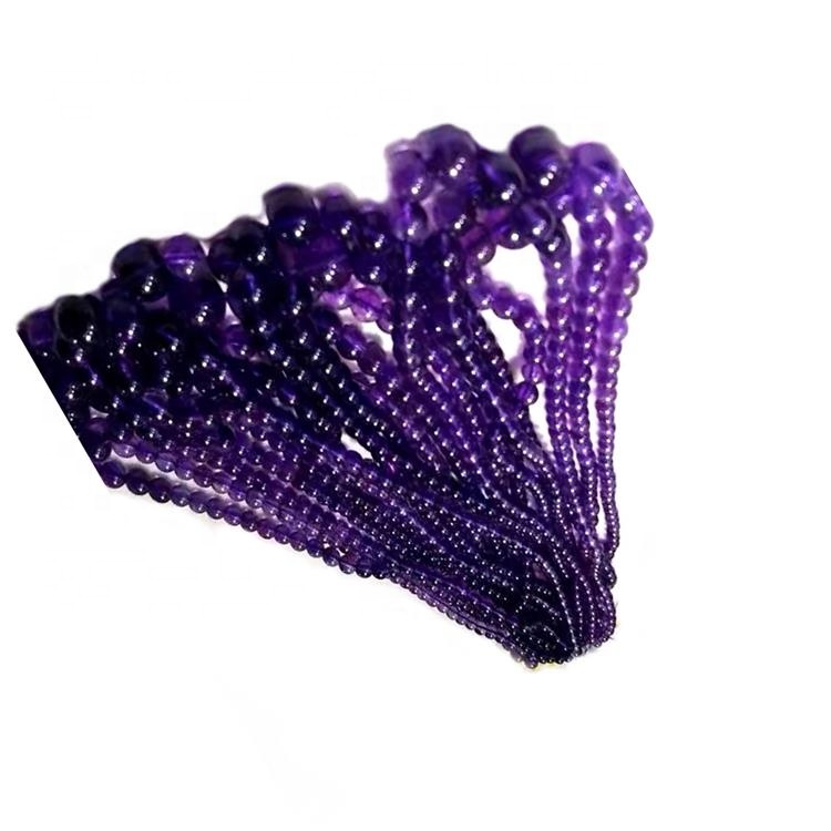 10.1mm Real Amethyst Halsband Singelsträng Ametyst Beaded 35