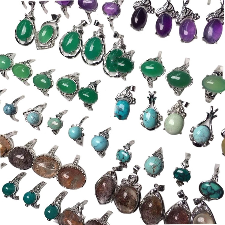 Eredeti figyelemre méltó vegyes drágakő technikailag Cabochon Gyönyörű tervező a hölgy szerelmére 23