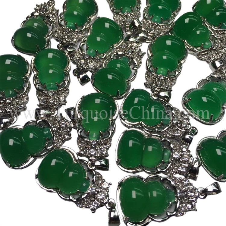 Chrysopase ya asili ya Sterling 925 Sterling Sliver Ponedant Green Leaf Jewelry 13