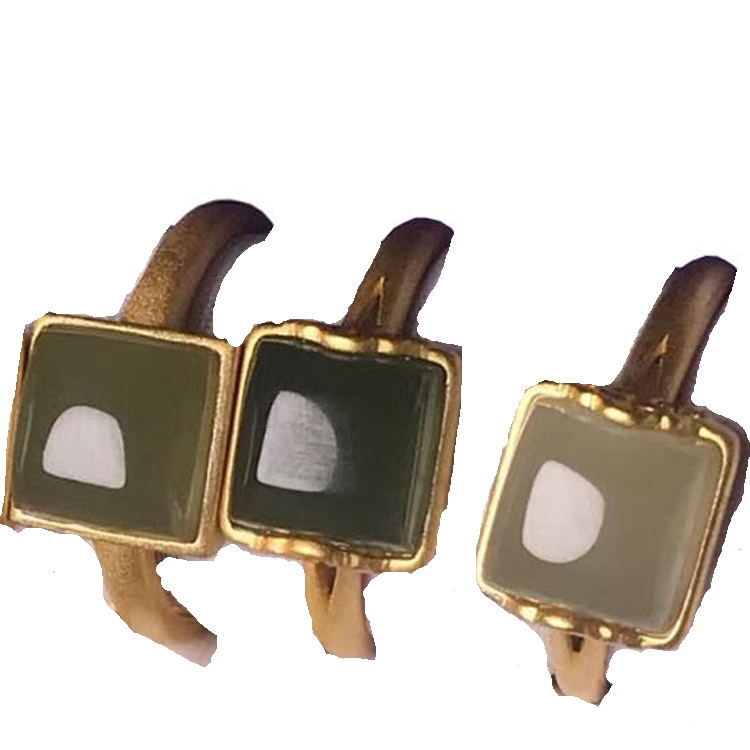 Каблучка із зеленим турмаліном, тонкий квадрат, натуральний індиколіт 16