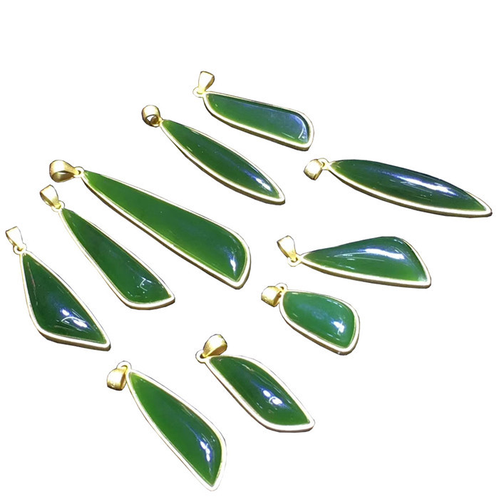 Grønn smaragd gul gull gemstone anheng 7