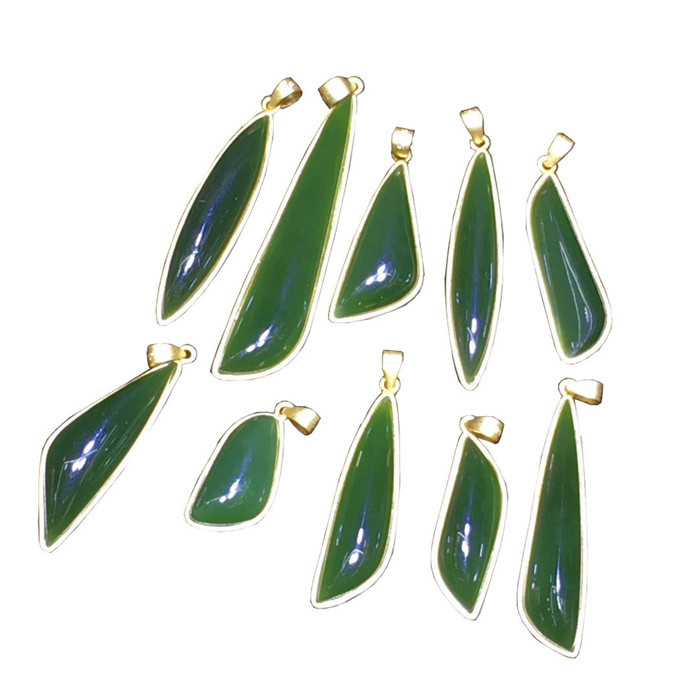 Grønn smaragd gul gull gemstone anheng 10