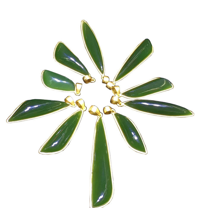 Grønn smaragd gul gull gemstone anheng 11