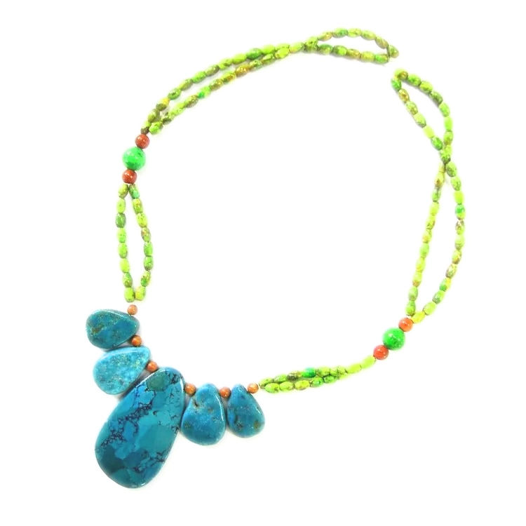 Firuzəyi boncuklu boyunbağı zərgərlik daş qatlı boho boyunbağı Onun üçün hədiyyə 1