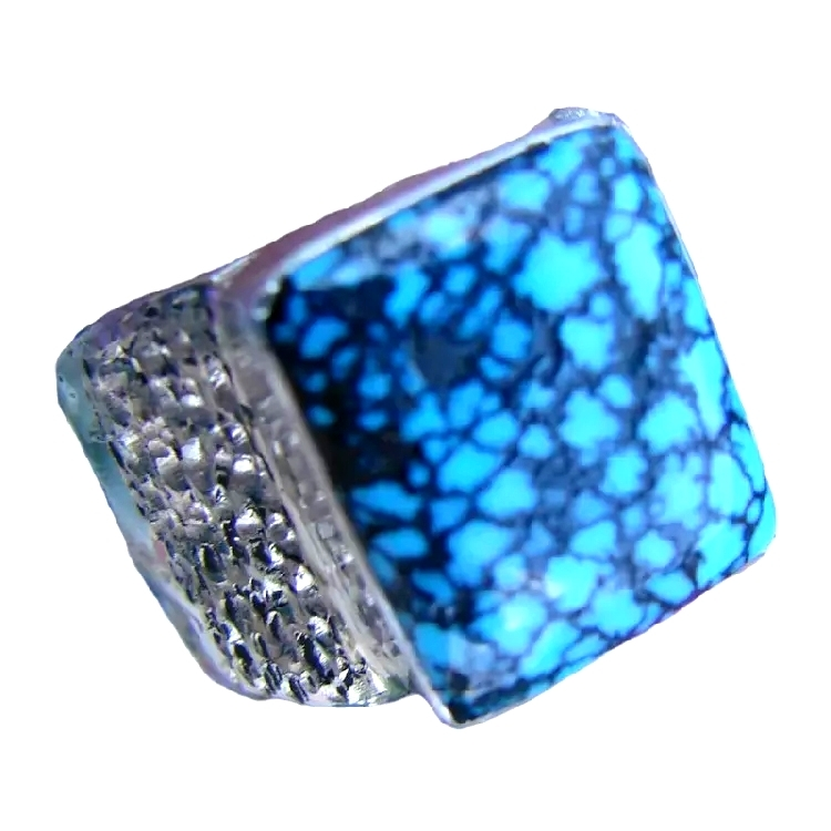 Ntuj xiav turquoise nplhaib 925 Sterling Silver gemstone nplhaib 1