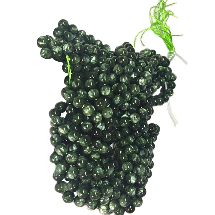 Seraphinite alam 3A manik bentukna buleud Senar gemstone lemes 1