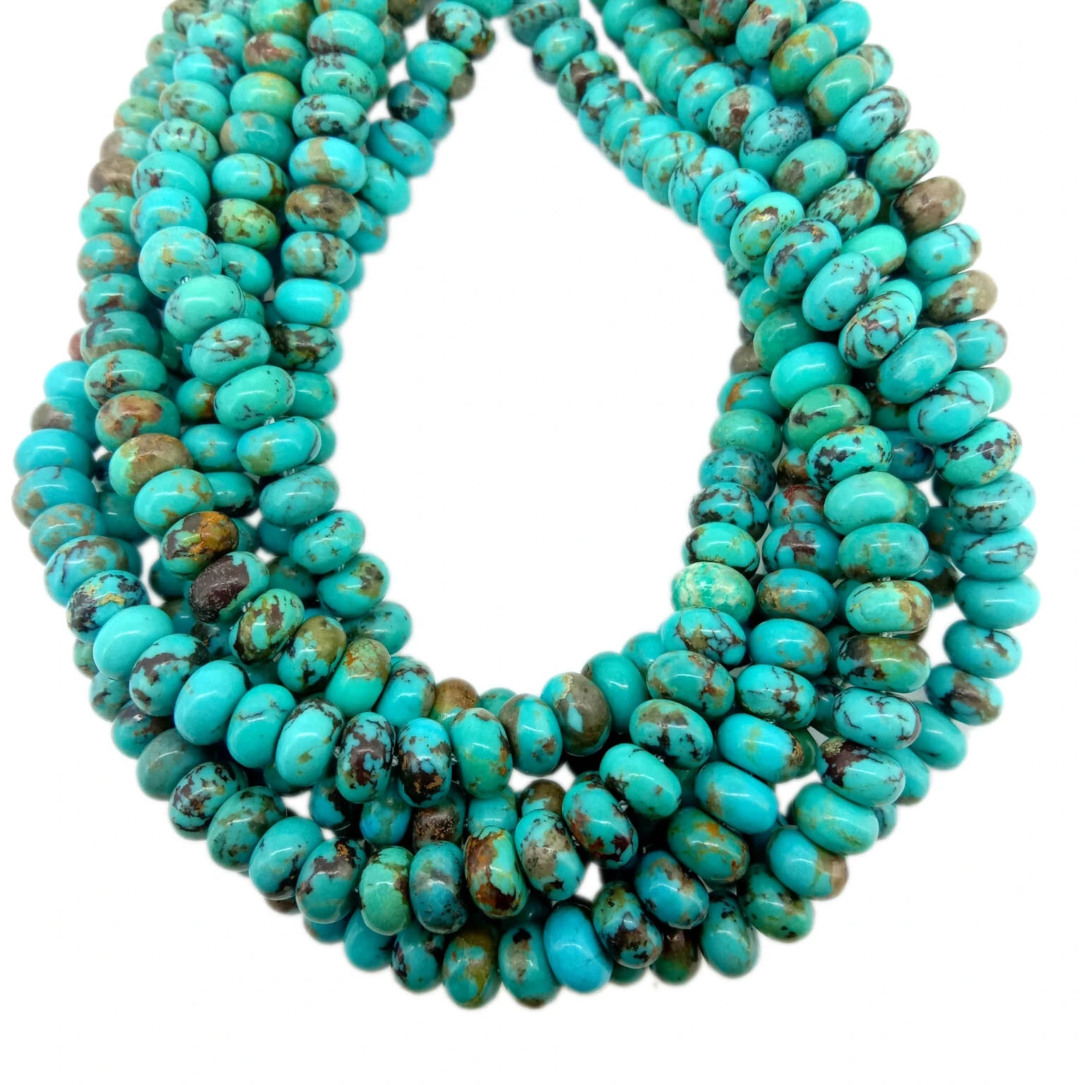 Manik Pirus Pengetahuan Alam rondelle Batu mulia Manik Gemstone Beads 1