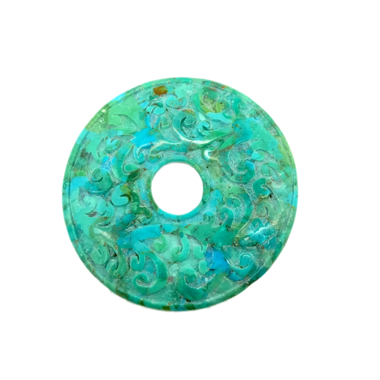 Awesome Turquoise Carved Loose Gemstone round shape 59mm Natural Gemstone 1
