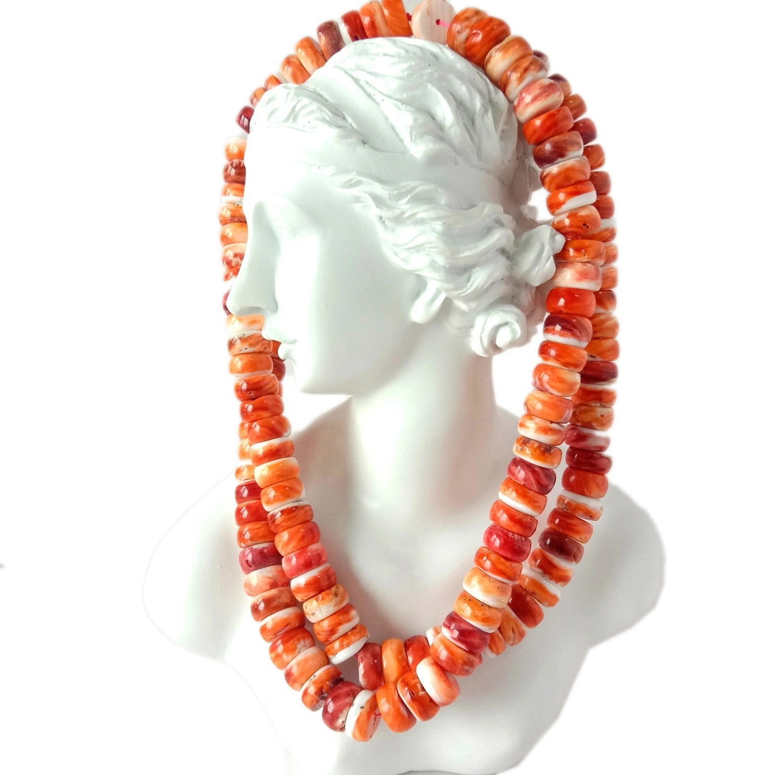 Spiny Oyster Natural 8mm orange Spiny Oyster Smooth Rondelle Natural Gemstone Beads 1