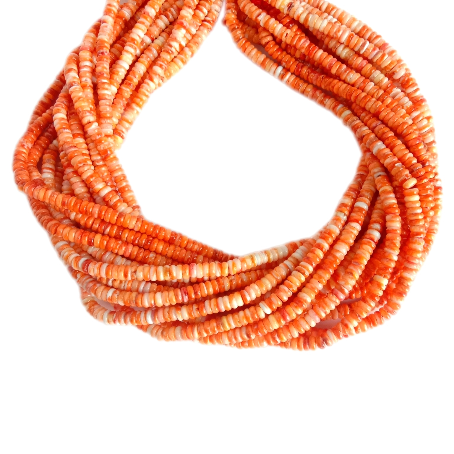 Orange Spiny Oyster BEADS 5mm Rondelles Natural SHELL ផលិតគ្រឿងអលង្ការ 1