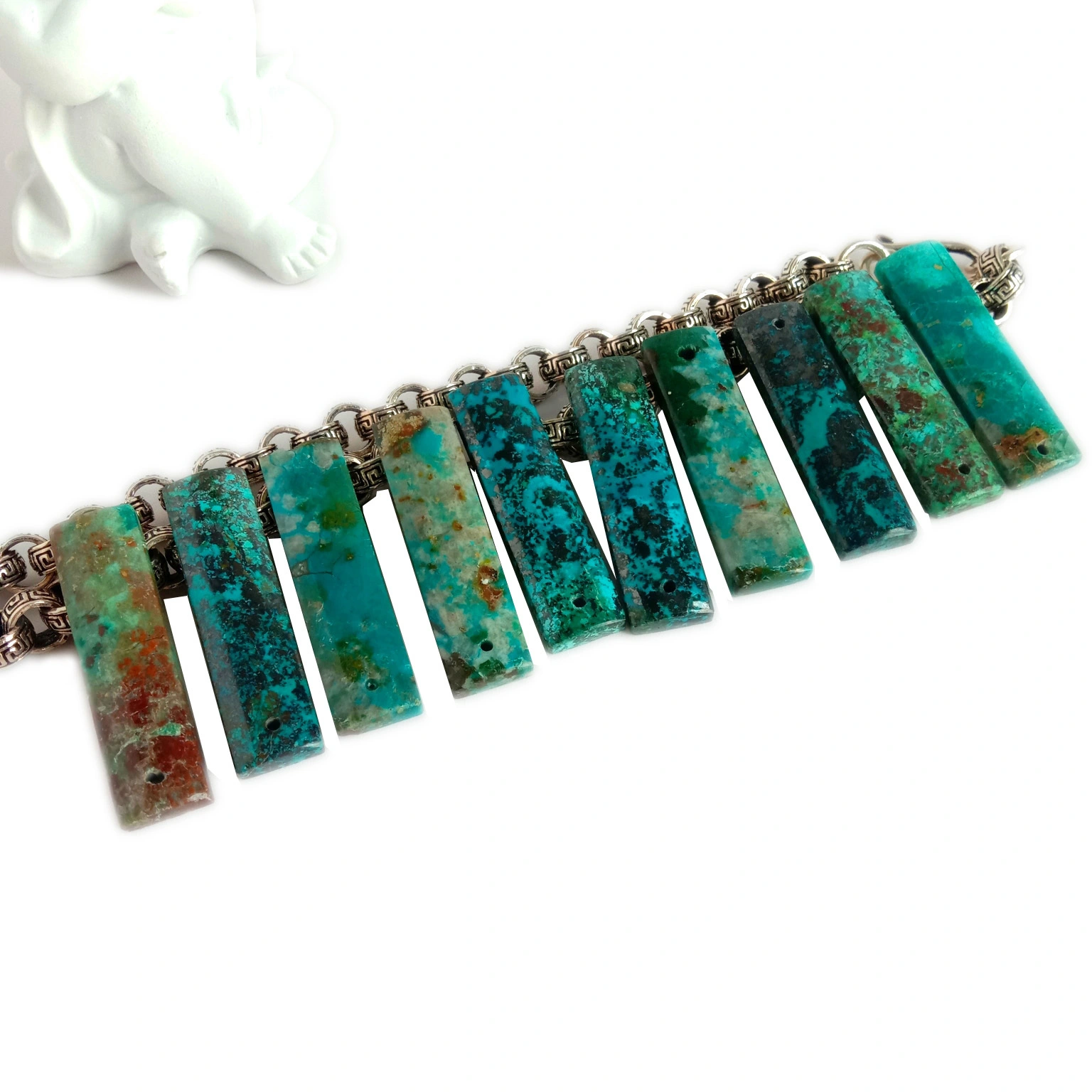 Turquoise Gemstone rectangle Shape Size  29x9x4mm Tibetan Turquoise cabochon 1