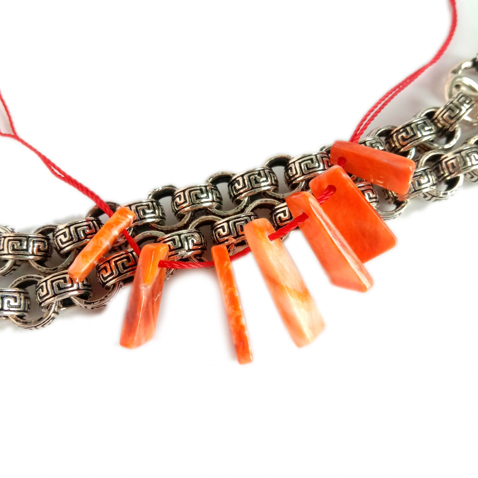 ខ្សែកអយស្ទ័រធម្មជាតិ Spiny Oyster cabochon spiny oyster necklace spiny oyster pendant 1