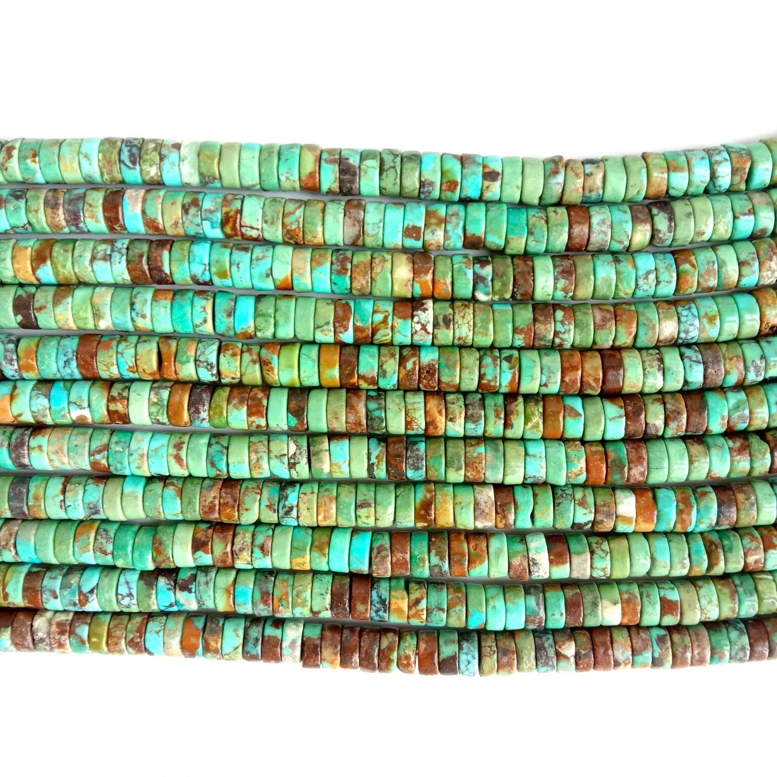 Blue Green Turquoise Heishi Disc Beads Gemstone 16inch Strand 1