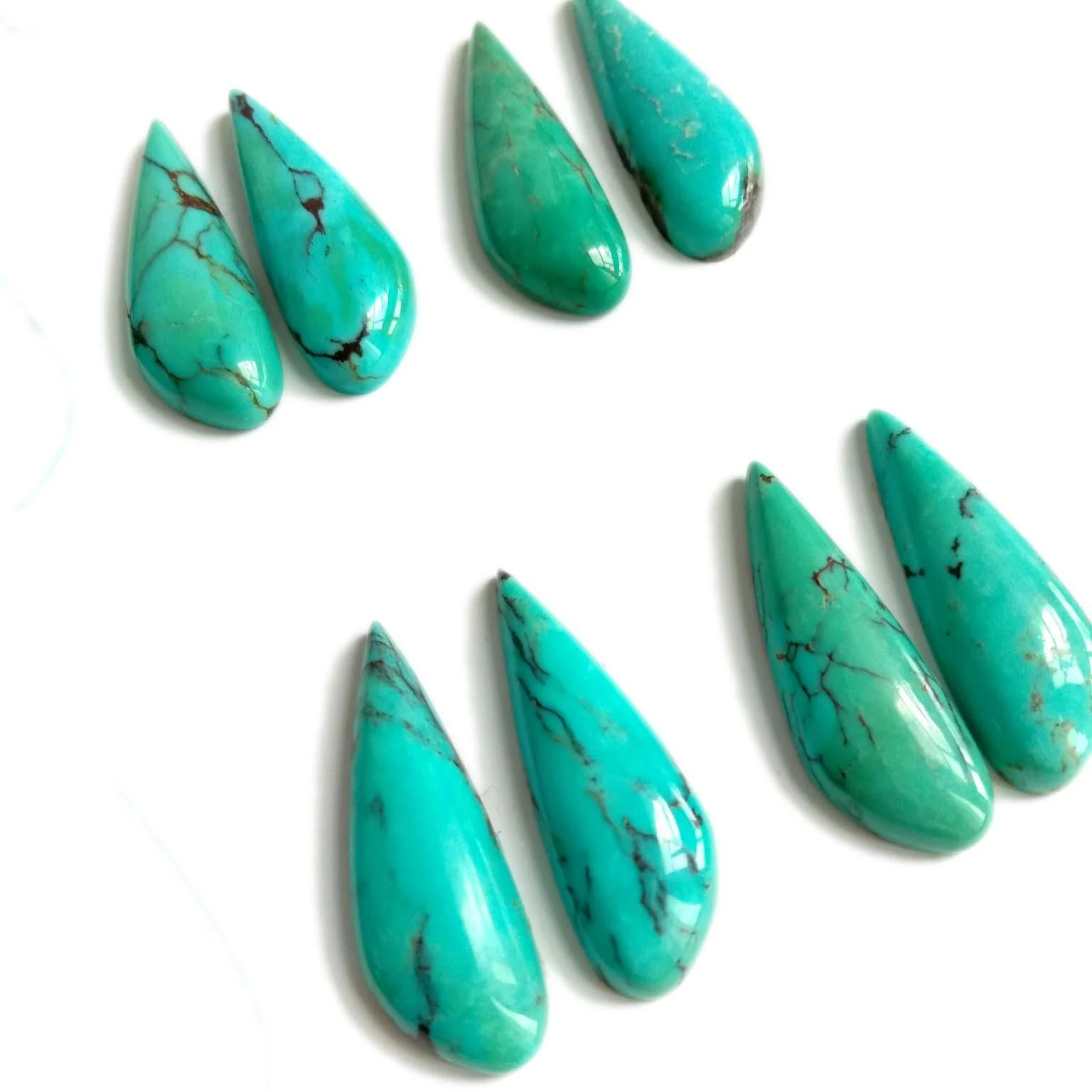 Turquoise Cabochon چوڭلۇقى 23 * 8mm تەبىئىي گۆھەر تاش كۆك تۇركۇۋا تۇخۇم قىممەتلىك تاشلار 1