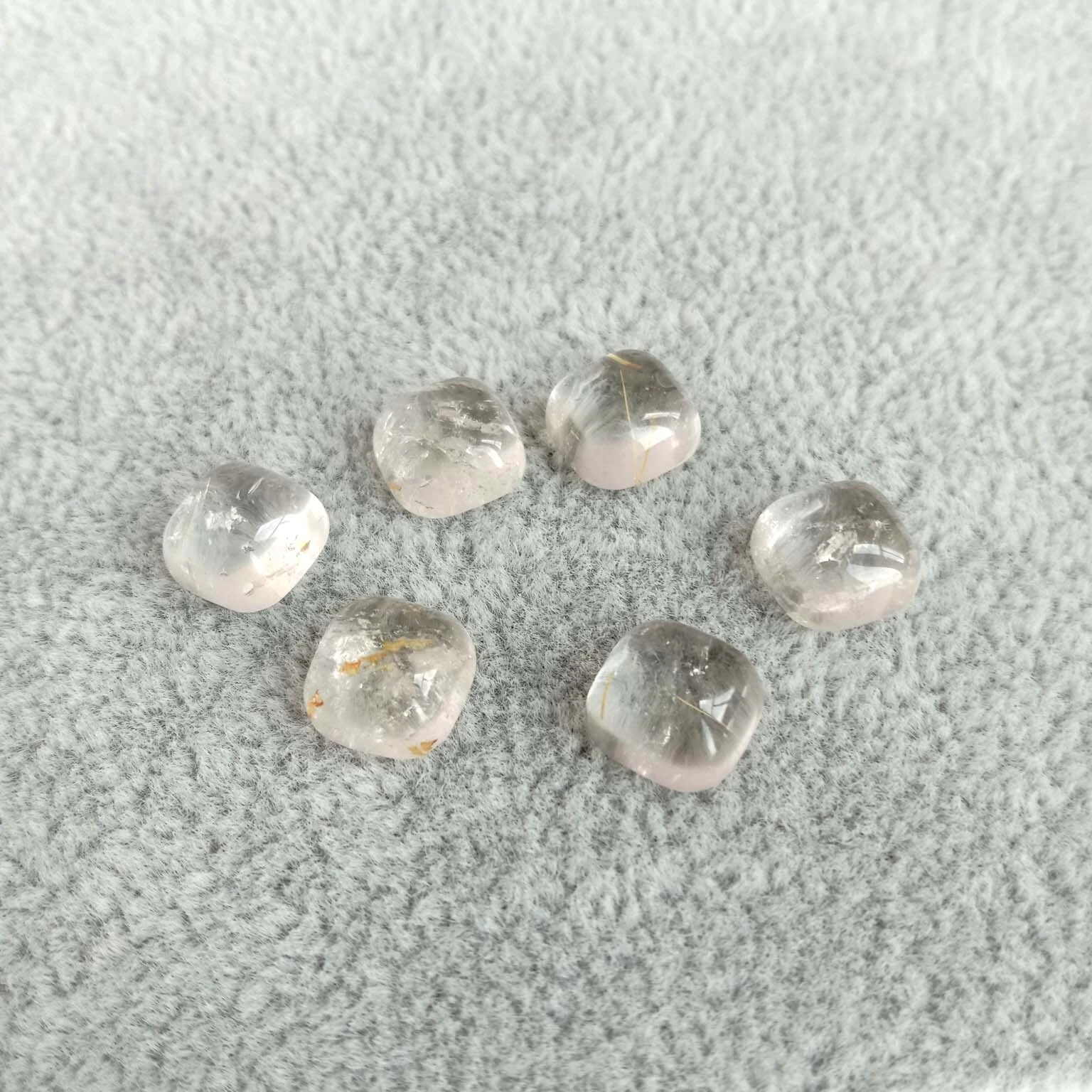 Emas alami rutilated kuarsa 8X8mm Batu Permata Cabochon Emas rutilated kuarsa membuat perhiasan 1