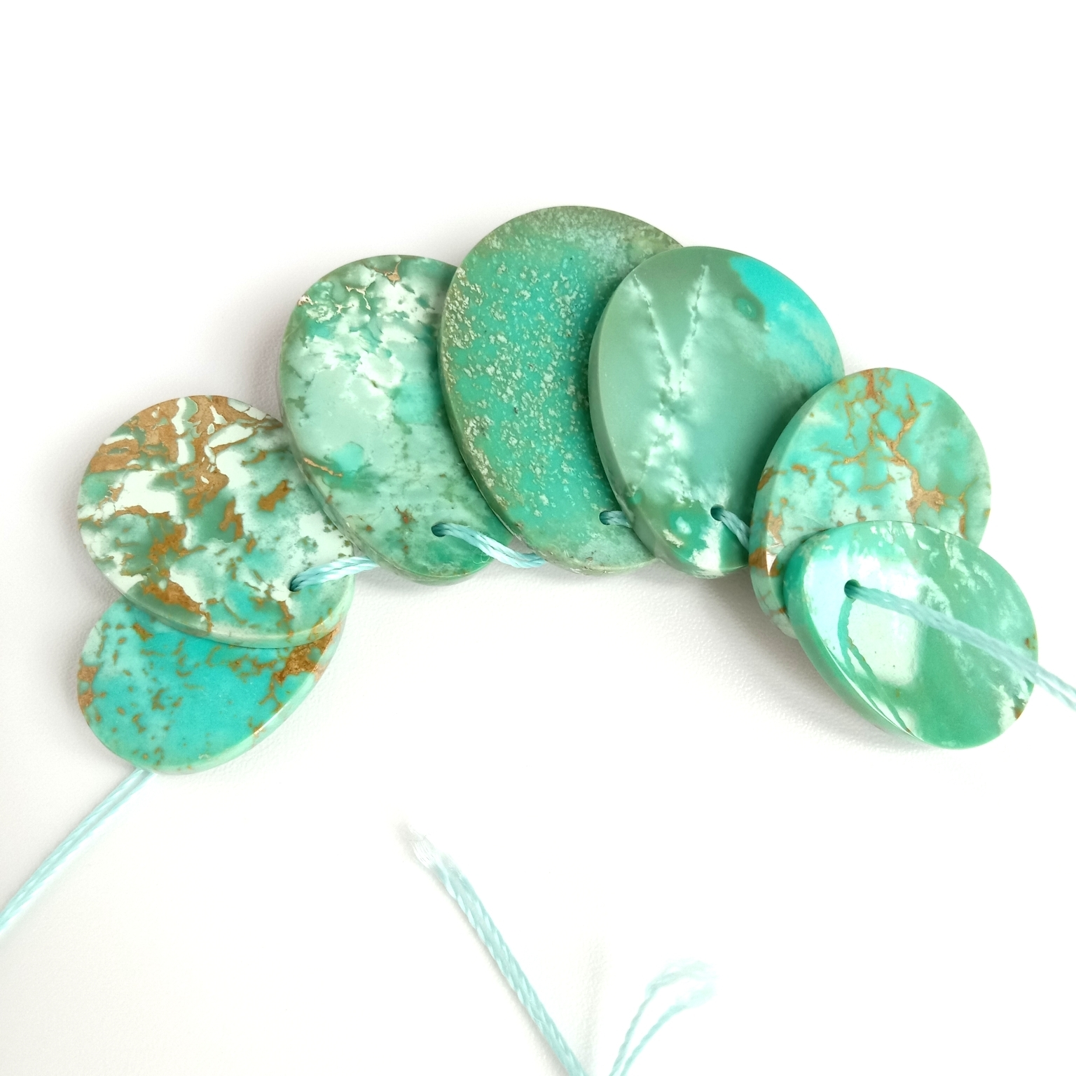Turquoise Gemstone Cabochon tlhaho oval blue Turquoise etsa sefaha 1
