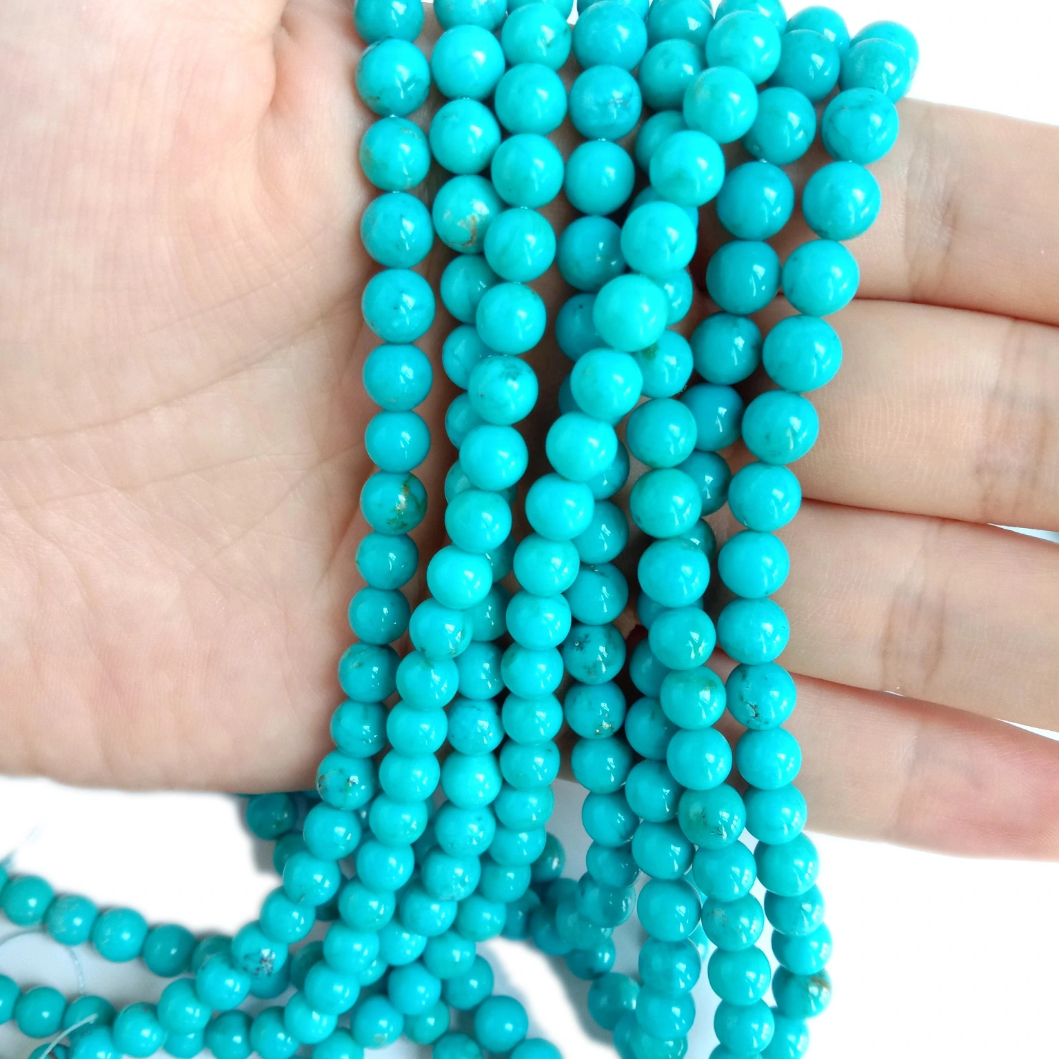 Lifaha tsa tlhaho tsa Gemstone turquoise 6mm lejoe le leputsoa la 'nete le etsang mabenyane a Turquoise 1