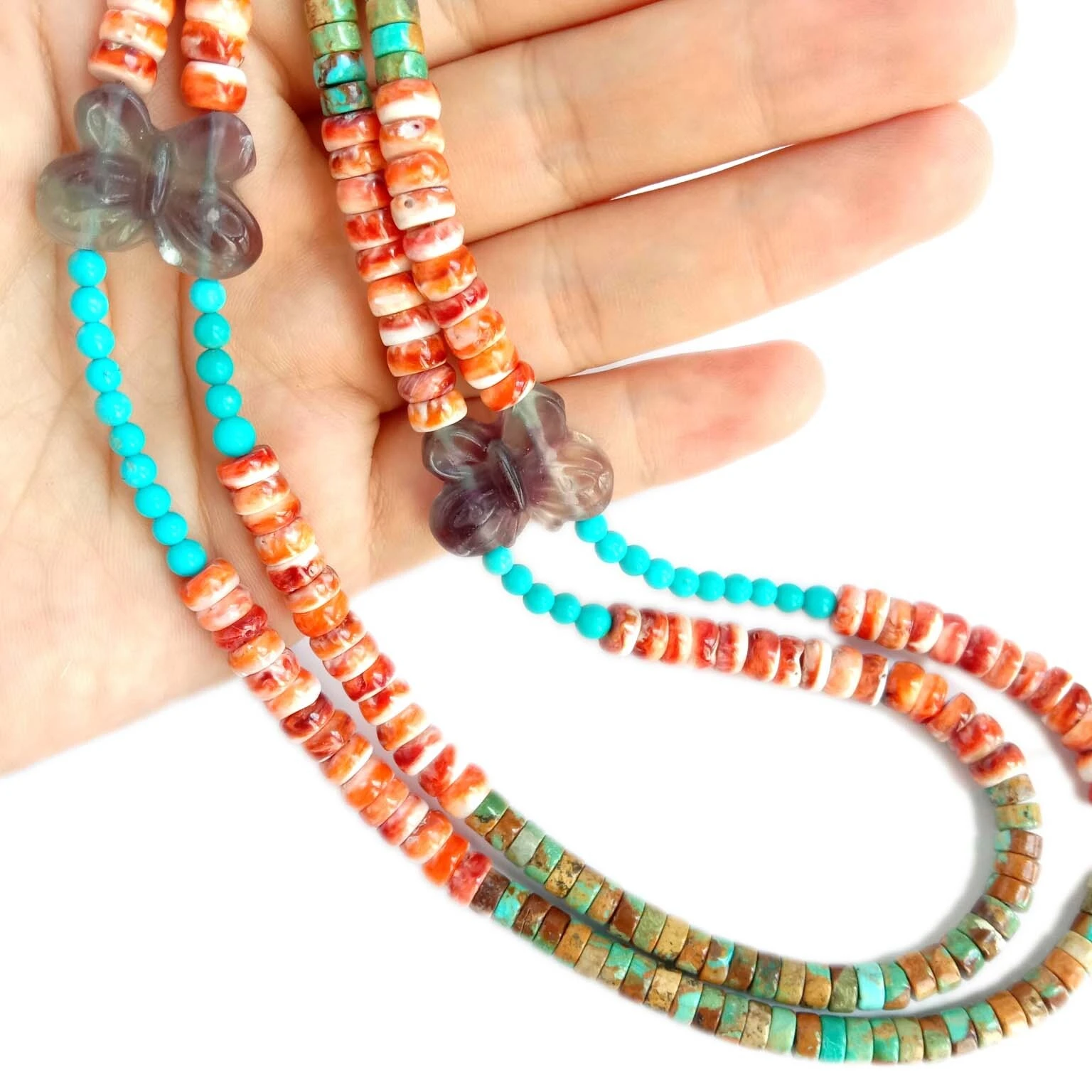 Spiny Oyster Natural Gemstone lifaha tsa Turquoise le Spiny Oyster tse entsoeng ka letsoho sefaha sa Lehakoe 1