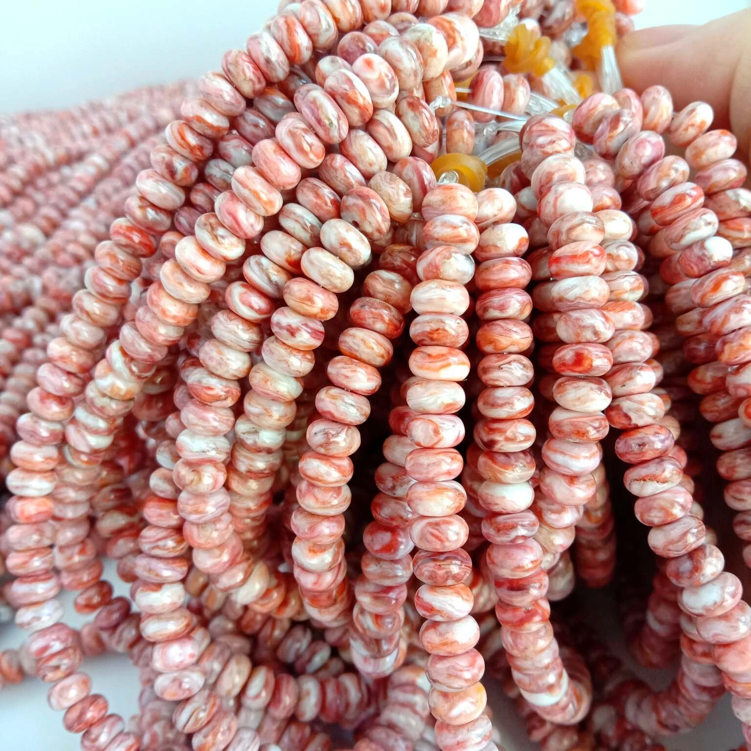 អង្កាំត្បូងពេជ្របង្រួម Spiny Oyster ពណ៌ផ្កាឈូក 6mm Precious Stones ផលិតគ្រឿងអលង្ការ 1