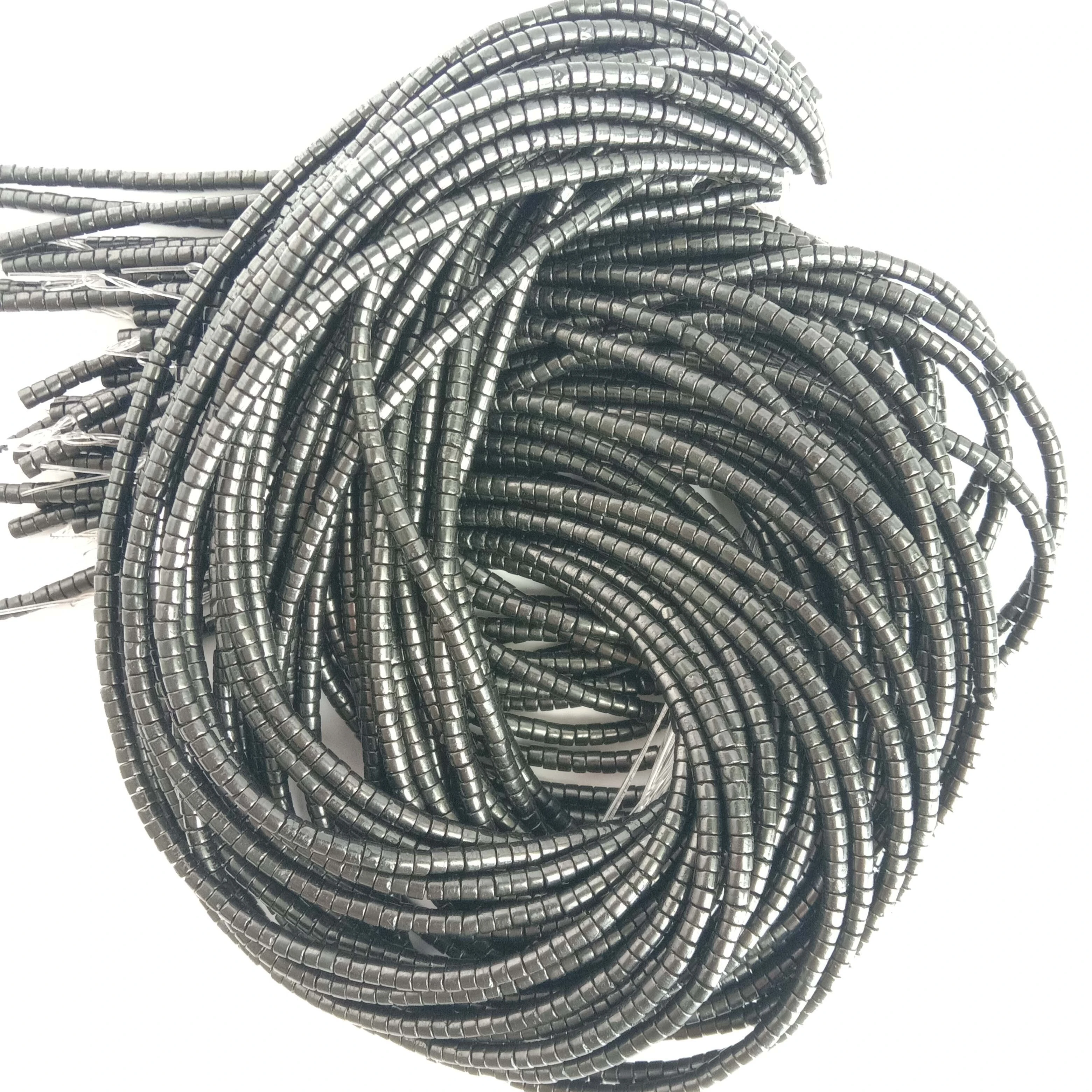 Perle od dragog kamenja 6 mm Jet heishi Ručno izrađeni nakit Jet Drago kamenje 1