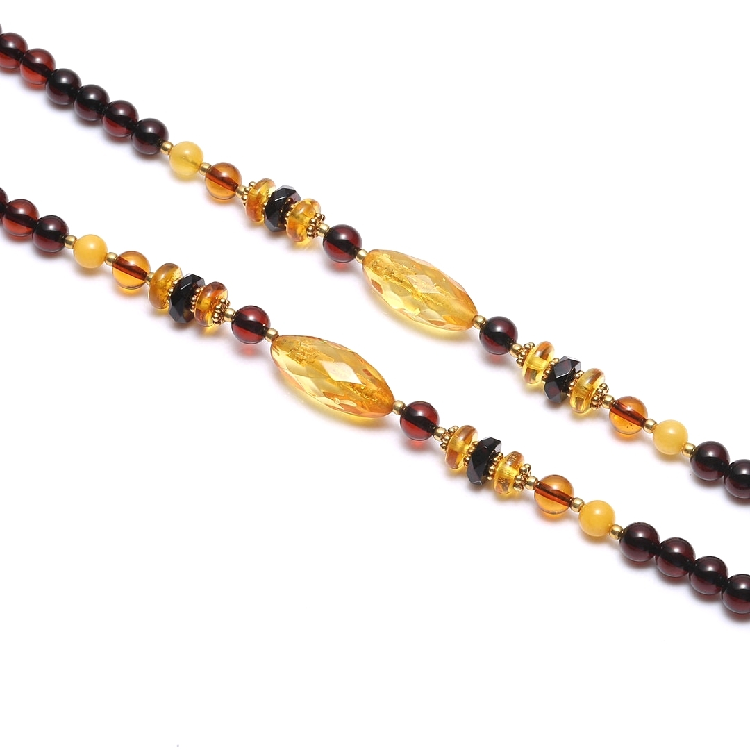 Natürliche 6mm Bernstein-Edelstein-Halskette Mischungsfarbe handgefertigte Schmuck-Bernstein-Halskette 1