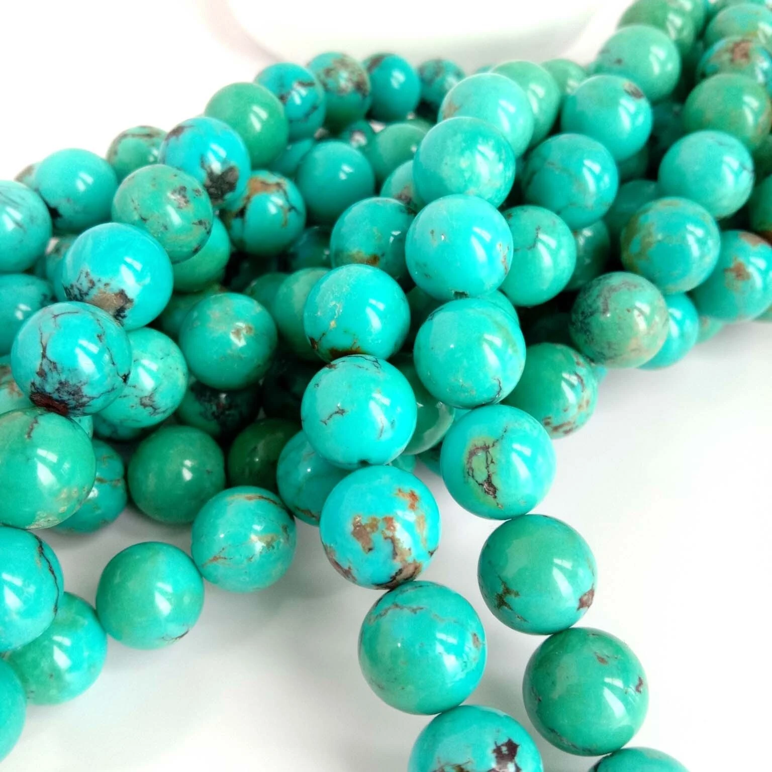 ລູກປັດທໍາມະຊາດ 6 ມມ turquoise ແກ້ວປະເສີດສີຟ້າຕະຫຼອດ turquoise ເຮັດເຄື່ອງປະດັບ 1