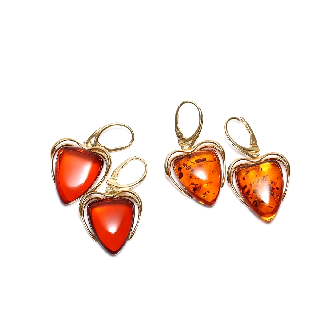 Natural Gemstone red color amber 925 Sterling Silver Earring heart shape amber Earring jewelry 1