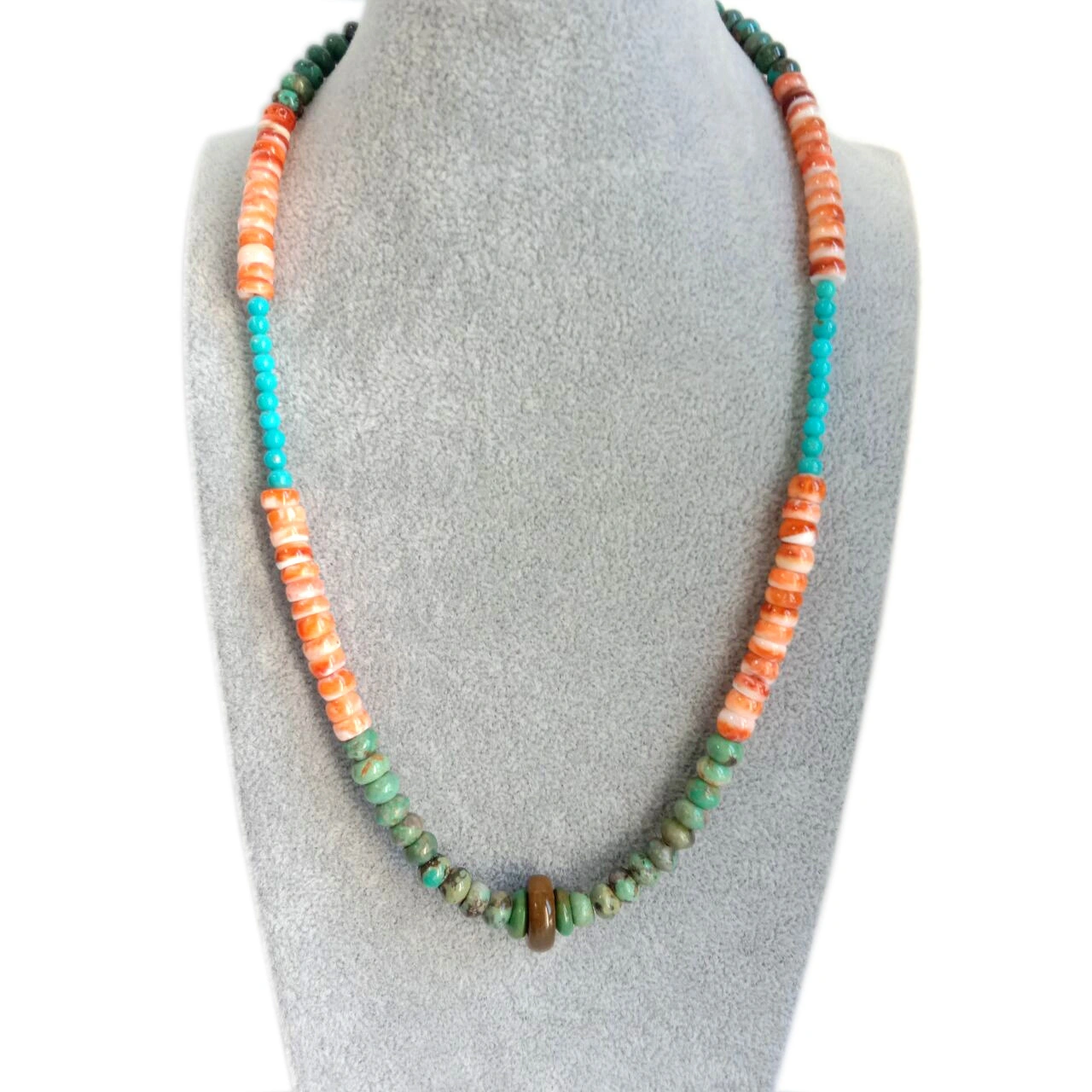 Little Genuine Turquoise Heishi Beads with Spiny necklace 1