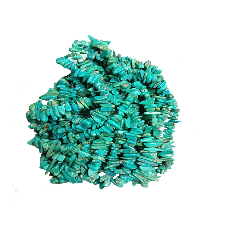 បន្ទះសៀគ្វី Turquoise ធម្មជាតិមានរាងជាអង្កាំពណ៌ខៀវ និងខ្សែត្បូងរលោង 1