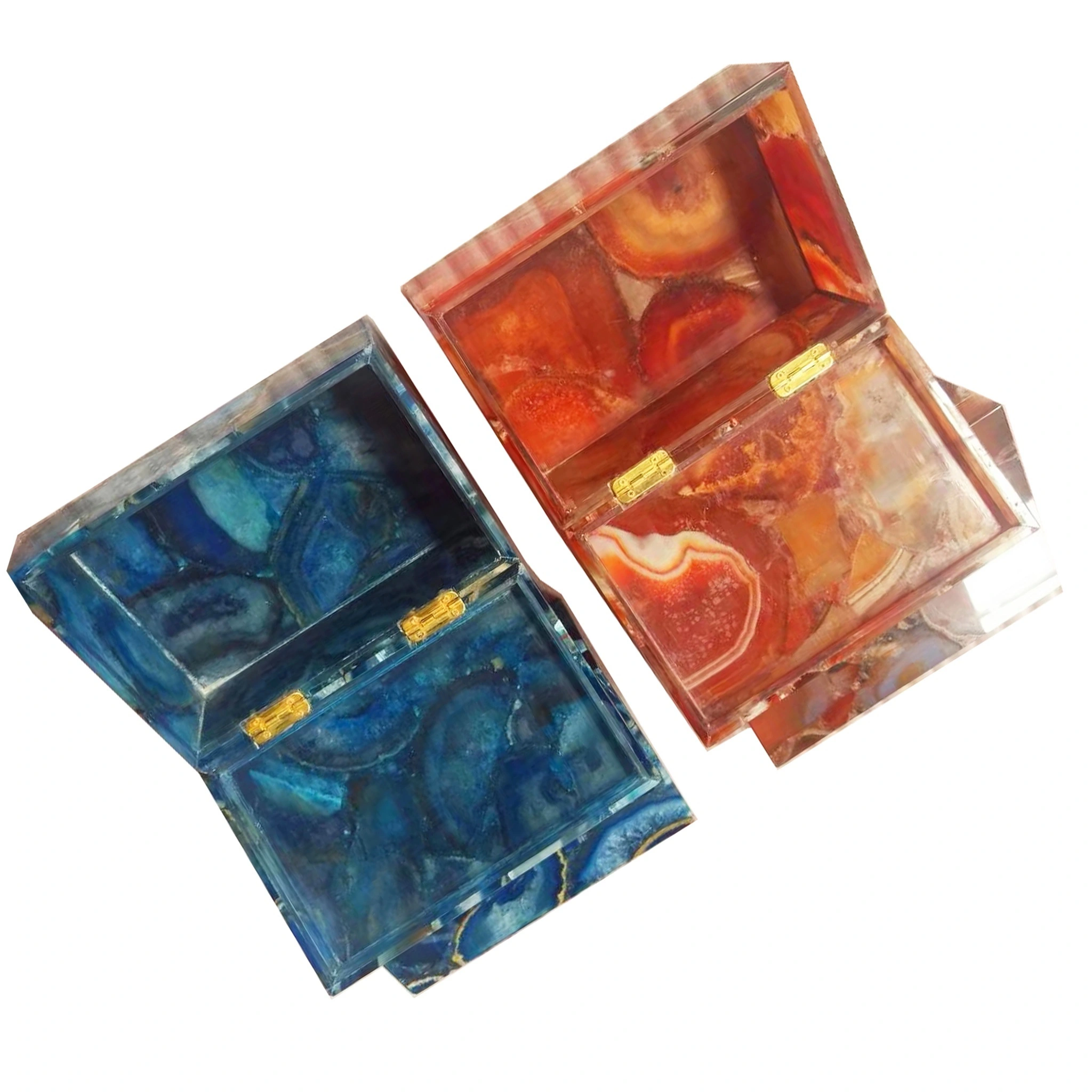 Personnalisés bijou Gemstone sculpté agat bwat fliyorit ornemental sculpté bijou bwat 1