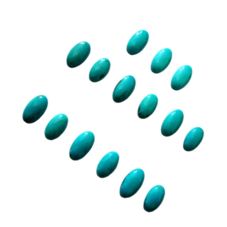 Turquoise Oval Cabochon Gemstone ጠፍጣፋ ጀርባ የተፈጥሮ ልቅ Cabochons | የተፈጥሮ Turquoise | 12x16 ሚሜ ኦቫል ኬብሎች 1