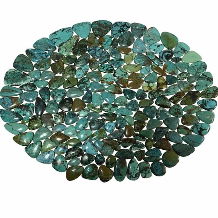 Mokhabiso o chitja oa lerako la turquoise Natural Tibetan Turquoise 5mm round rose sehiloeng ka morao cabochon bakeng sa mabenyane 1