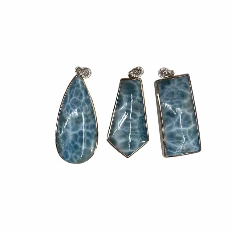 Dominica larimar blue Gemstone Pendant Size 13-20mm gift for her 1