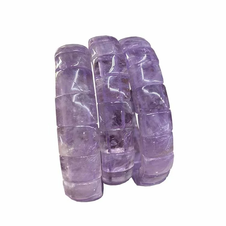 Natural Brazil Lavender size20mm Precious Stones zopangidwa ndi manja mwala wamtengo wapatali wofiirira Bangle 1