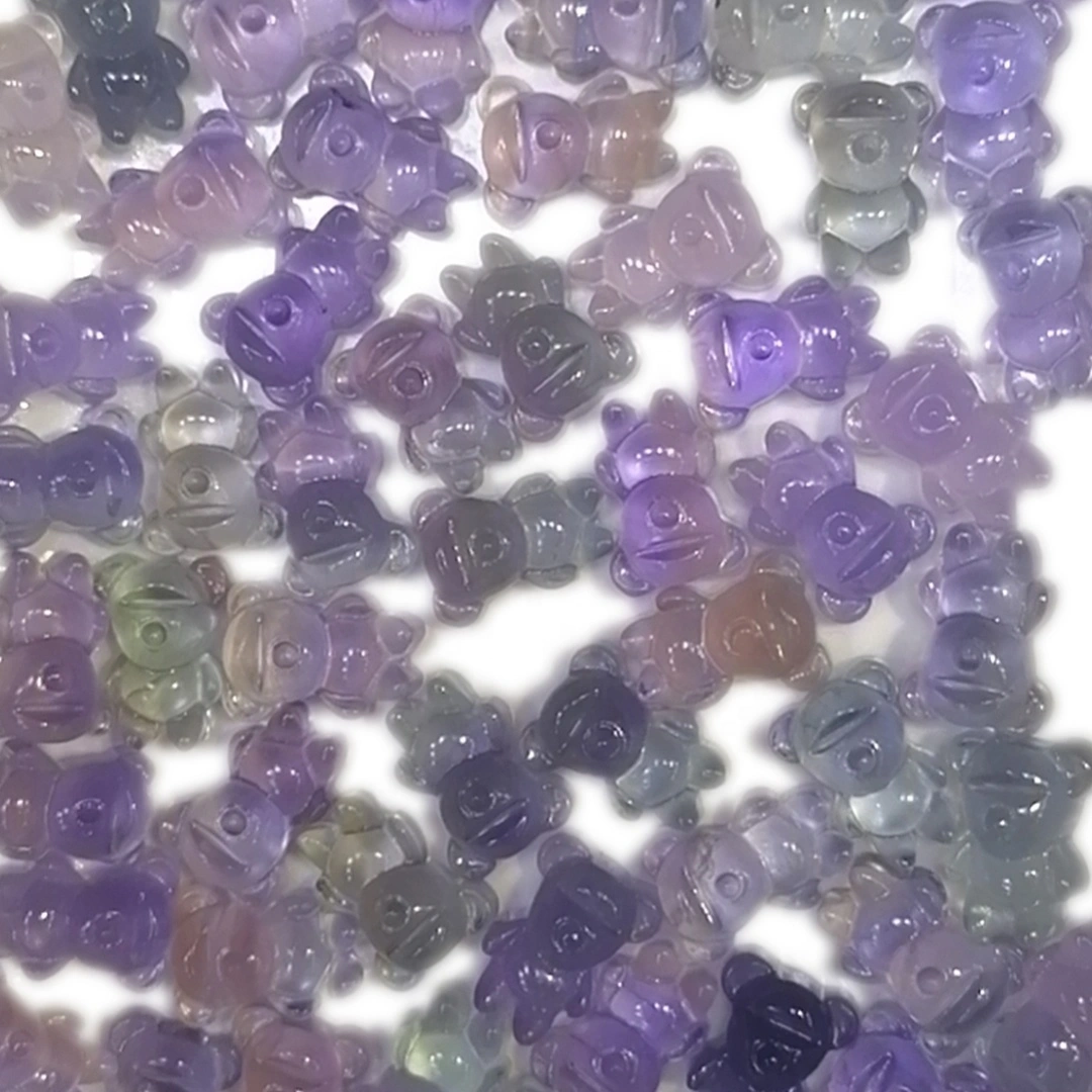 Prirodni fluorit životinjski oblik Fine kvalitete Zeleni fluorit za rezbarenje Strand Fancy Nugget Izrezbareni Zanatski nakit Perli dragi kamen 1