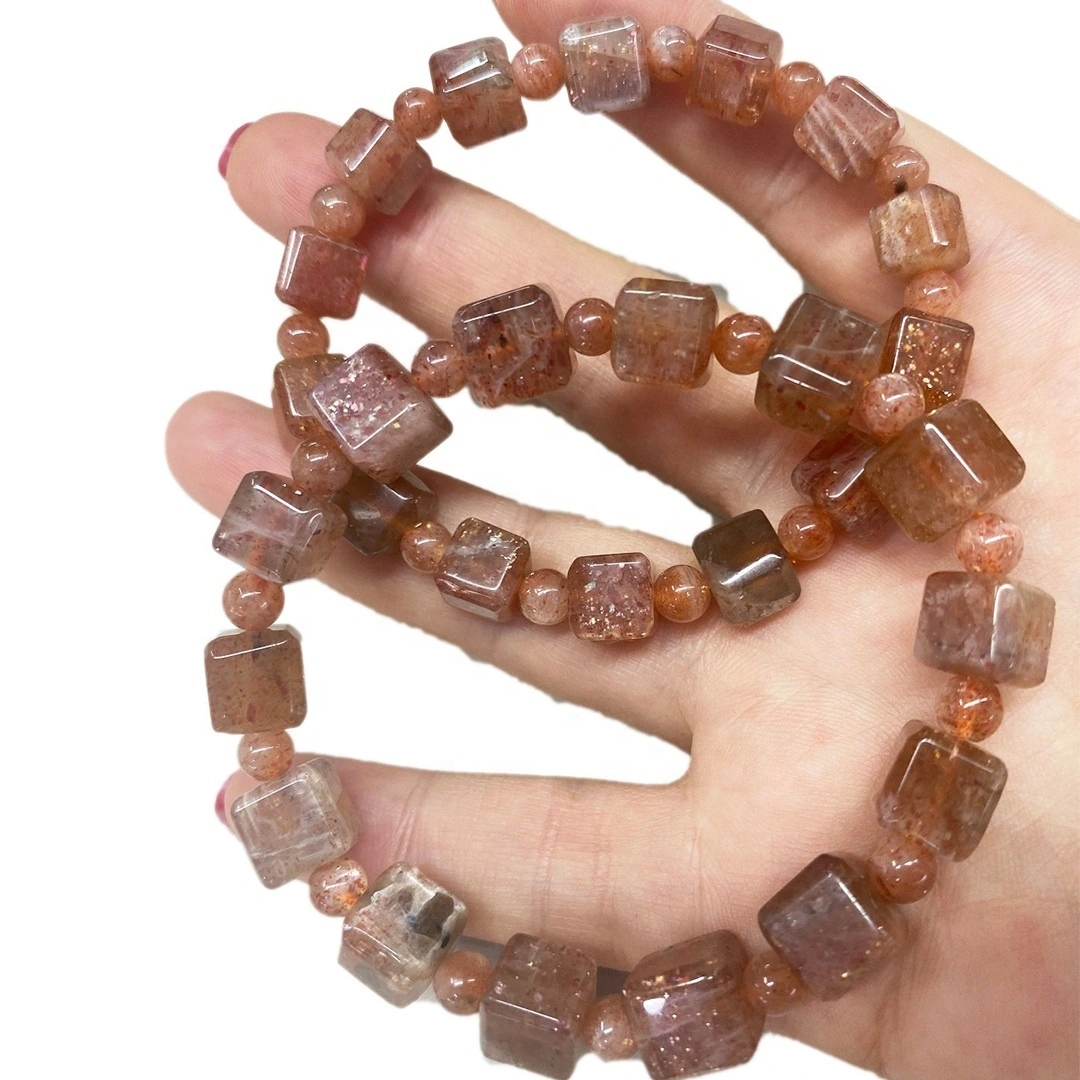 Granos de joyería de piedras preciosas artesanales de sol dorado de Brasil, pulsera de tamaño 8-10mm 1