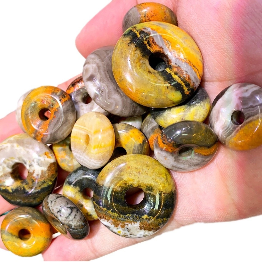 Natural Bumblebee donut gemstone yellow brown color genuine jewellery 1