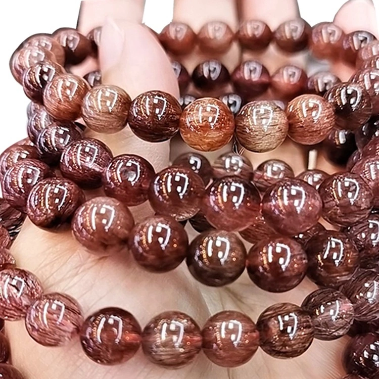 rutilated quartz Crystal Round Beads Stretchy Bracelet Healing Crystal Bracelet Handmade Men Women Stretchy Bracelet Lab 1
