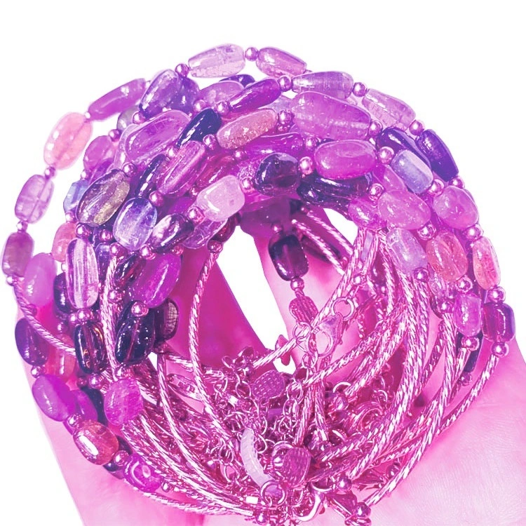 Natural Crystal 925 Sterling Silver Jewelry Charm Bracelet Tourmaline 1