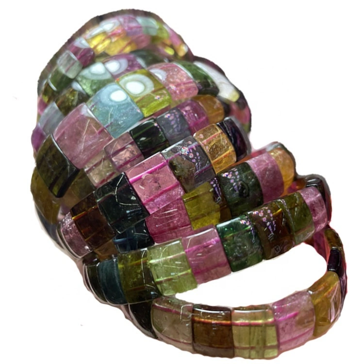 Tourmaline hot selling gemstones hand stacked cuffs embossed with Silver Ruby to make bracket tourmaline Round Beads 1