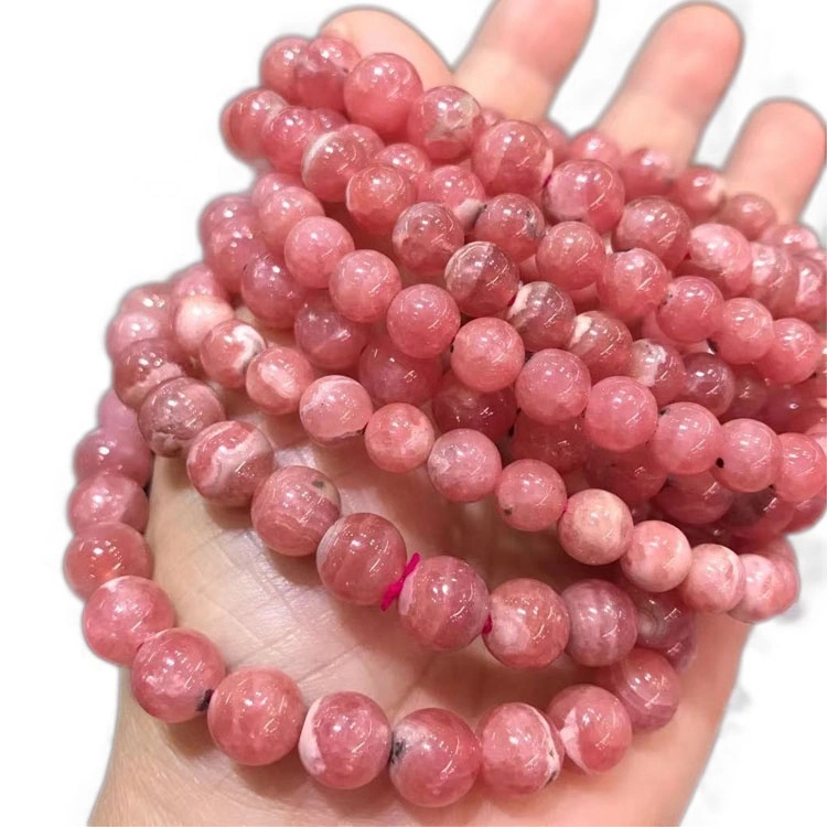 ខ្សែដៃត្បូងពេជ្រធម្មជាតិ Rhodochrosite អធិដ្ឋានអង្កាំ 6mm 8mm 10mm ខ្សែកខ្សែក 1