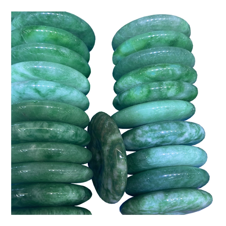 Natural greenwhite lehakoeMabenyane a donut Precious Jade Lady Pure Emerald molemo ka ho fetisisa mosali mpho Wholesale Diy Jadeite 1