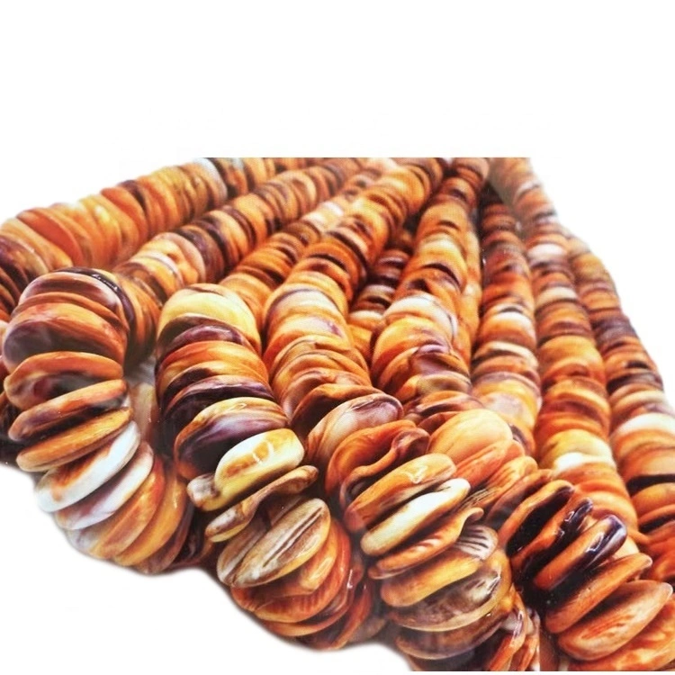 Shanga za Asili za Ubora wa Juu Zisizolegea Oyster chungwa Vito spiny oyster inchi 16 ukubwa wa ganda 4mm 6mm 8mm10mm Shanga Strand 1