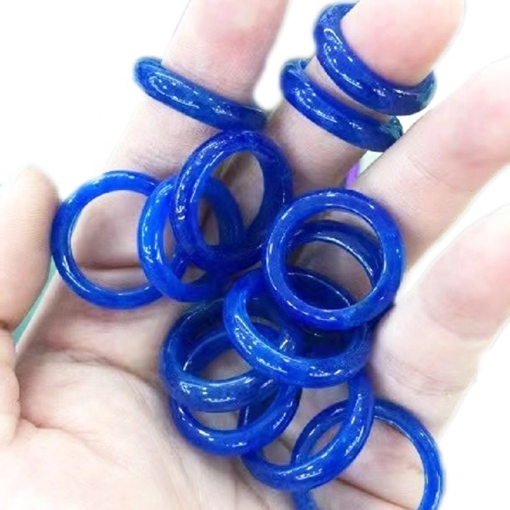 Malaysia Wholesale blue color jade gemstone ring  handmadecraft jewelry natural ring 1