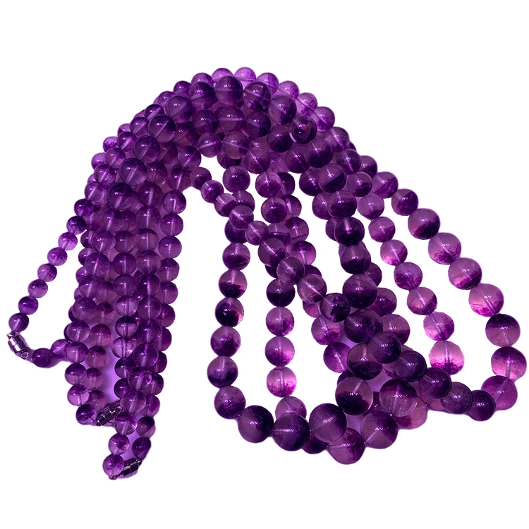 China Reallygemstone Wholesale Purple color fluorite gemstone Loose Beads Necklace jewelry 1