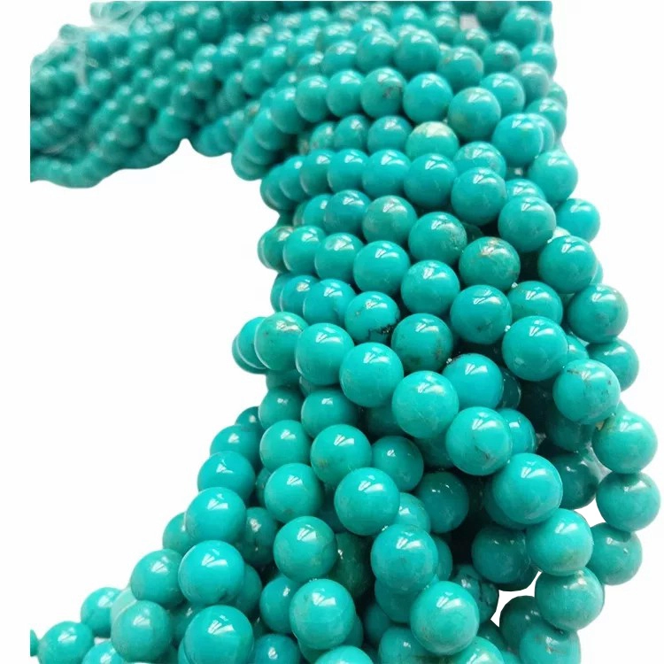 16 դյույմ Full Strand Gemstone Կապույտ Կլոր Չամրացված Beads չափը 6 մմ փիրուզագույն 1