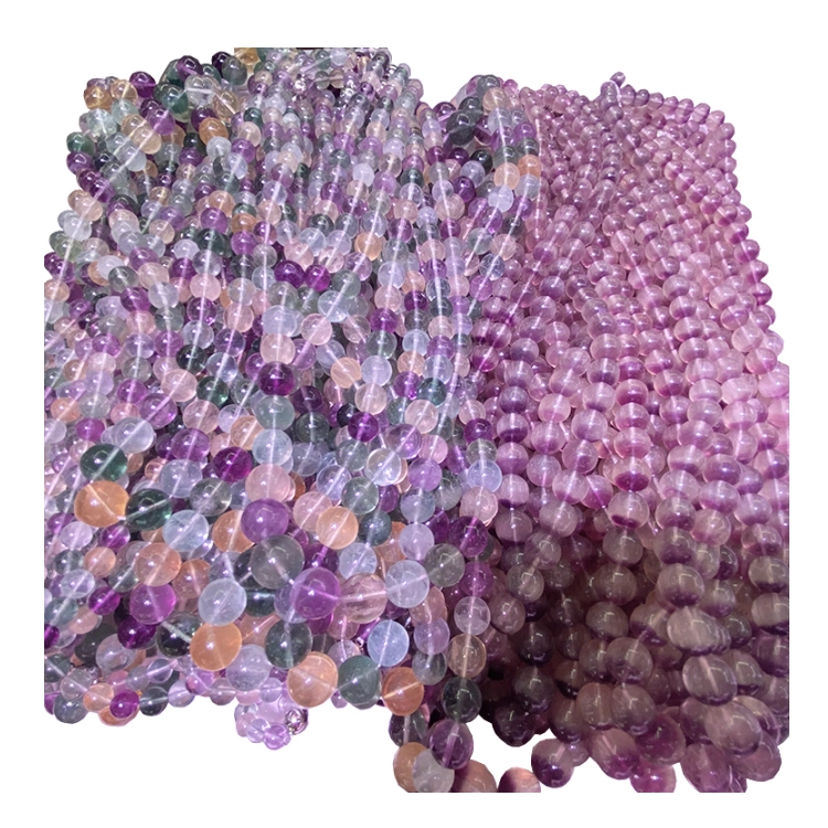 លក់ដុំ fluorite ថ្នាក់ធម្មជាតិពិត ទំហំ 6mm 8mm 10mm គ្រឿងអលង្ការអង្កាំត្បូង 1